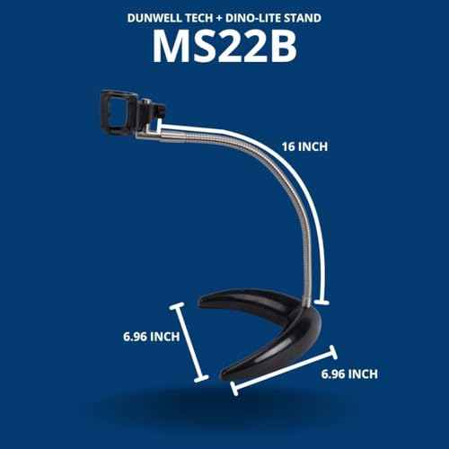 Dunwell Tech, Inc MS22B Flex-arm Desktop Stand (Black), ~16 Inch Height - Designed for Dino-Lite AM2111, AM3111, AF3113, WF3113, and Casual Use