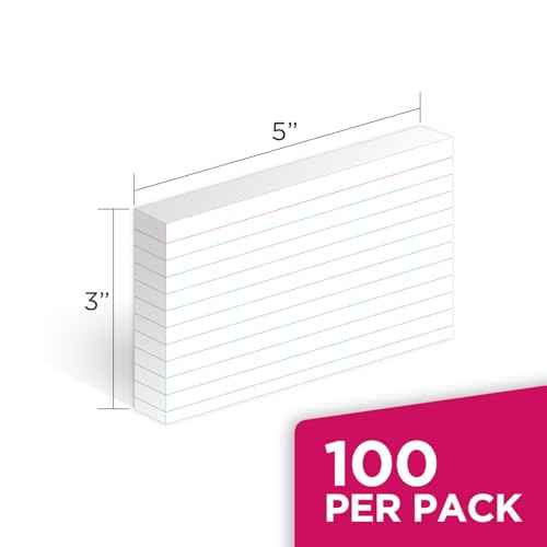 KAISA Lined Index Card 3"x5" Index Cards Flashcards, 2400 Count Ruled on Front, Blank on Back Index Cards, White 24 pack of 100 Shrink, Made in the USA