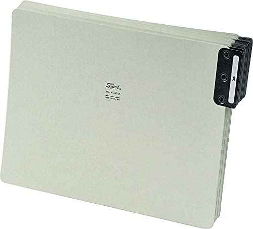 Smead 100% Recycled End Tab Pressboard File Guides, Vertical Metal Tab (A-Z), Extra Wide Letter Size, Gray/Green, Set of 25 (61676)