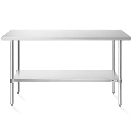KUTLER Stainless Steel Table 24 x 60 Inches, NSF Heavy Duty Commercial Kitchen Prep and Work Table with Undershelf for Restaurant, Hotel, Home