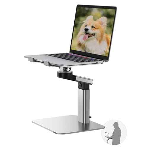 Vaydeer Portable Standing Desk Converter, All-in-One Aluminum Laptop Stand Adjustable Height 360¡Æ Rotation, Ergonomic Riser, Universal Fit for MacBook Pro and All Laptops, Sit-to-Stand Design