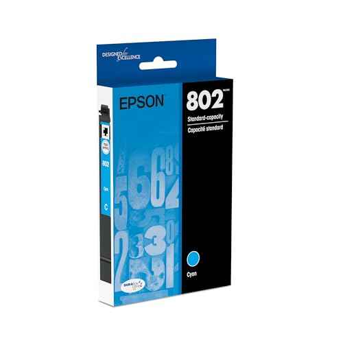 EPSON 802 DURABrite Ultra Ink Standard Capacity Cyan Cartridge (T802220-S) Works with WorkForce Pro WF-4720, WF-4730, WF-4734, WF-4740
