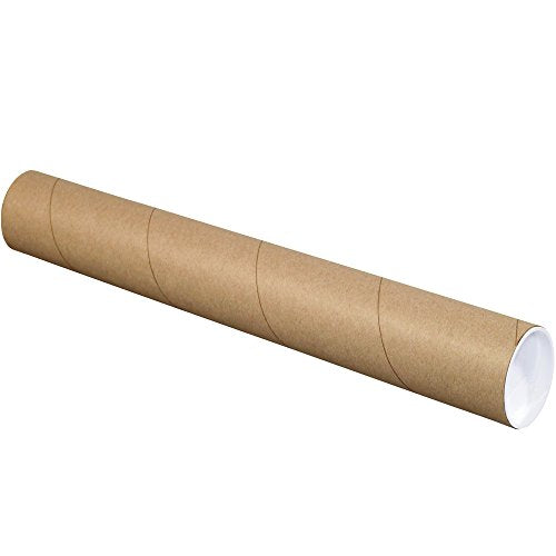 BOX USA BP3018K Mailing Tubes with Caps, 3" x 18", Kraft (Pack of 24)