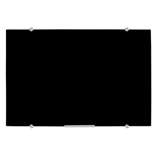DEVELOP Magnetic Black Glass Dry Erase Board, 24 x 18 Inches (60 x 45 cm), Small Frameless Wall Mounted Writing Glass Whiteboard with 4 Markers, 2 Magnets, 1 Eraser