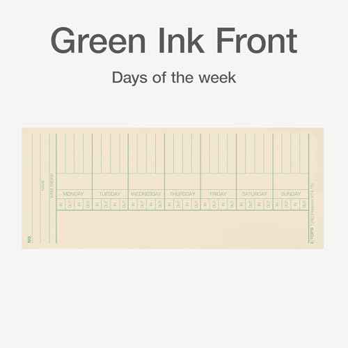 TOPS Time Cards, Weekly, 2-Sided, Named Days, 3-3/8" x 8-1/4", Manila, Green/Red Print, 500-Count (1260)