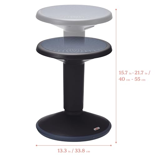 ECR4Kids SitWell Wobble Stool, Adjustable Height, Active Seating, Black
