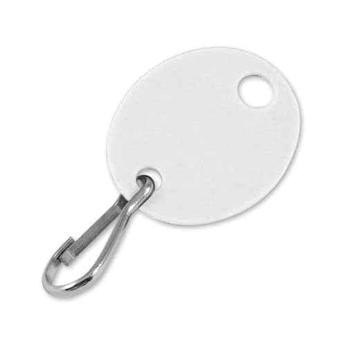Lucky Line Oval Cabinet Key Tag with Hook, White, 100 Blank Tags (25890)