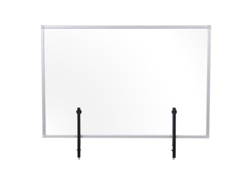 Mastervision Desktop Clamp On Clear Collaboration Panel & Divider, 24"x 36", Aluminum Framed Writable Glass Dry-Erase Surface, Collaborate to Display Notes and Ideas, Office & Home Use