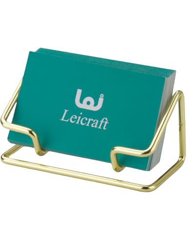 Leicraft Golden Business Card Holder for Desk, Metal Organizer, Large Capacity