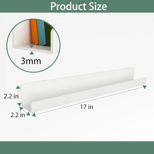 Opps Magnetic Book Shelf for Whiteboard: Acrylic Book Display Shelf with Strong Adsorption Capacity, 2 Pack Magnetic Book Holder for Refrigerator Classroom Office Teacher Kids (White)