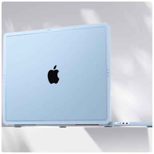 CrackGuard for MacBook Air 15 inch Case | M4 M3 M2 2025 2024 2023 | Anti-Crack Upgrade |100% Match Official Color | Hard Shell Laptop Cover | A3241 A3114 A2941 | Sky Blue Clear