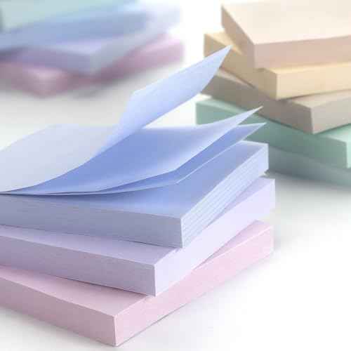 Sticky Notes 3x3 inch, 8 Pads, Pastel Colors Self-Stick Pads, Self-Adhesive Sticky Notes, 8 Pads/Pack, 80 Sheets/Pad, Total 640 Sheets