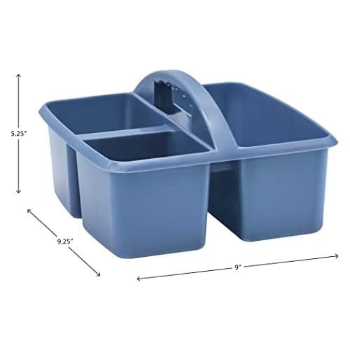 Teacher Created Resources Slate Blue Portable Plastic Storage Caddy 6-Pack for Classrooms, Kids Room, and Office Organization, 3 Compartments