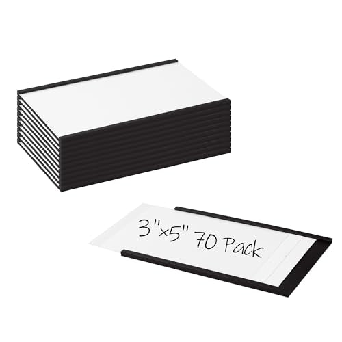 Realth C Channel Magentic Label Holders 70 Pack 3" x 5" - Magnetic Name Tags for Classroom, Office, Shelving, Bins, Library, Supermarket