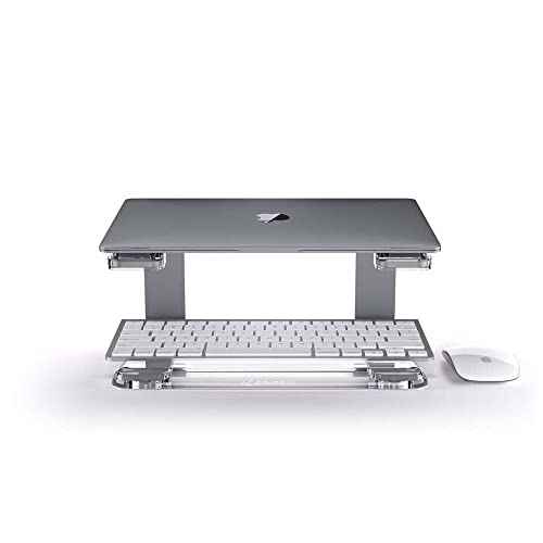 Griffin Elevator Laptop Stand - Ergonomic Computer Riser & Laptop Mount Made of Sturdy Brushed Aluminum - Supports Posture & Elevates Workspace with a Minimal Design, Space Grey Clear (2.5 Oz)