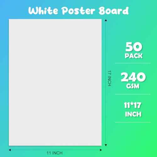50Pcs White Poster Board 11x17, 240G Thickness Poster Board Paper Bulk£¬for School Arts & Crafts, Signs, Small Posters, Announcements,DIY Art, Painting,and More
