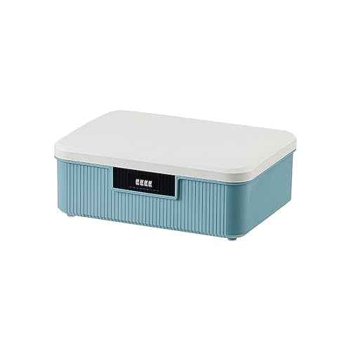 Lockable Storage Container Bin, 4.2 Gallon Capacity Organizer Box with Combination Lock, Heavy Duty Plastic Trunk, Usable As Item Organizer Or Office File Storage(Blue)
