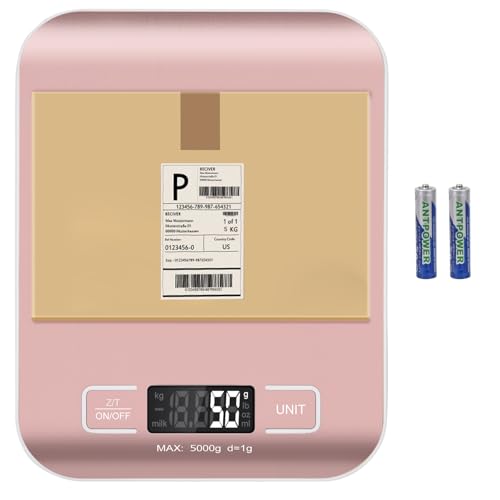 Selegere Pink Digital Shipping Scale 5kg/1g Portable Kitchen & Postal Weighing Tool