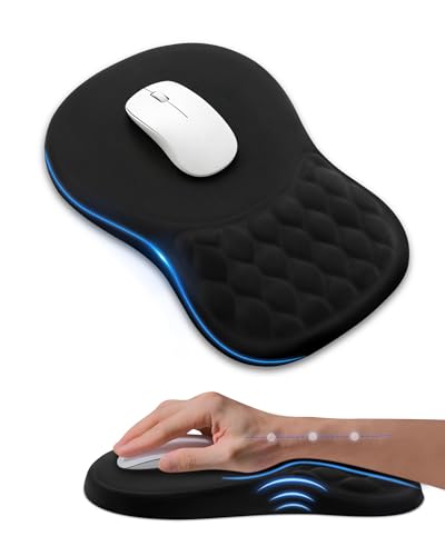PVIPCZ Black Ergonomic Mouse Pad with Sloped Memory Foam Wrist Rest