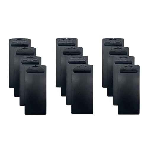 Plastic Clipboard, for Memo Menu Credit Card Receipt, 4x9in, Black (12-Pack)