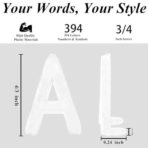 C CRYSTAL LEMON 394-Piece Letter Board Letters ? 3/4-Inch White Letters, Numbers & Symbols ? Felt Board Accessories for Changeable Message Boards