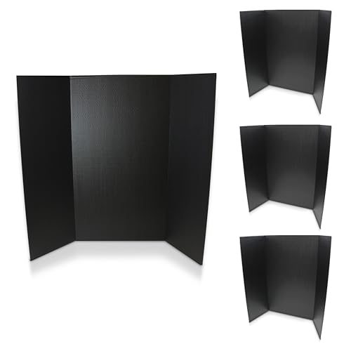 Flipside Products 36¡± x 48¡± Project Boards for Presentations, Science Fair, School Projects, Event Displays and Trifold Picture Board, Proudly Made in USA - Black - 4 Pack