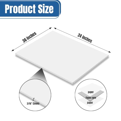 3PACK White Foam Board 24x36¡¿3/16 inches,5MM Foam Core Board Poster Board for School Projects Crafting and Art Displays Durable Lightweight Easy to Cut Ideal for Presentations, Signboards