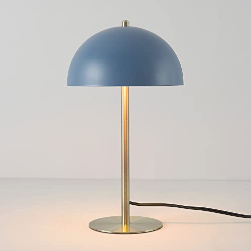 GLOBE Electric 52942 15" Blue Desk Lamp with Brass Accents, in-Line On/Off Rocker Switch, Ideal for Bedroom, Office Decor, Home Essentials, Reading Light, LED Bulb Compatible