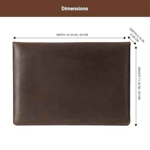 BEVEL & AWL Evoke 100% Full Grain Cow Leather Sleeve for Laptops, Pro 16 Inch (M1 Pro, M1 Max, M2 Pro, M2 Max, M3 Pro, M3 Max) 2021-2024, Handcrafted Laptop Sleeve 16 Inch Laptop Case