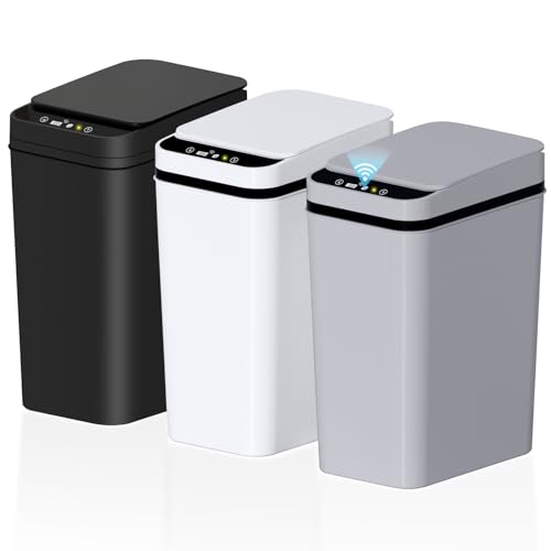 jinligogo Automatic Bathroom Trash Can with Lid 2.6 Gal, Motion Sensor, Waterproof, Mix