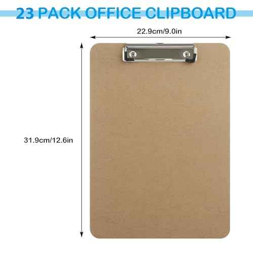 MIVIDE Clipboards, 23 Pack Hardboard Office Wood Clipboards Bulk, Letter Size Clipboard with Low Profile Clip, Clipboard with Hang for Classroom, School, Home, Office Supply