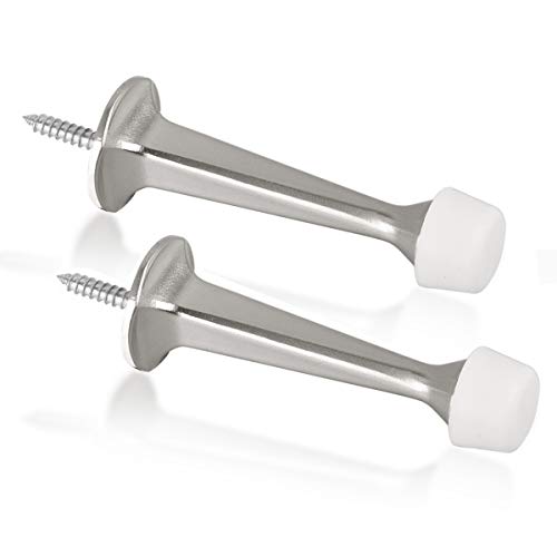 KOVOSCH 2 Pack Satin Nickel Heavy Duty Rigid Door Stops with Rubber Tips