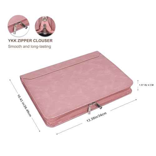 AZXCG Padfolio for Women,Vegan Leather Padfolio with 3 Ring Binder,Professional Business Portfolio Organizer,Multi-Pocket Leather Binder for Meeting/Interview