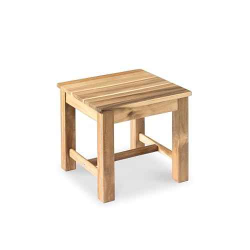 12 Inch Wooden Step Stool, Small Nature Beach Chair Under Desk, Indoor Acacia Wood Short Footstool for Living Room, Kitchen, Bathroom