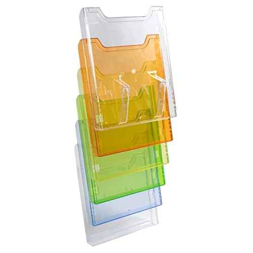 Exacompta - Ref 60258D - Desk Literature Holder - 345 x 238 x 259mm in Size, Suitable for A4 Portrait Documents, 5 Pockets, 26mm Pocket Depth - Transparent Clear