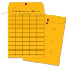 Business Source Kraft Interdepartmental Envelopes with String & Button Closure, 10x15 inches, 32 lb, Brown Kraft, 100 Pack