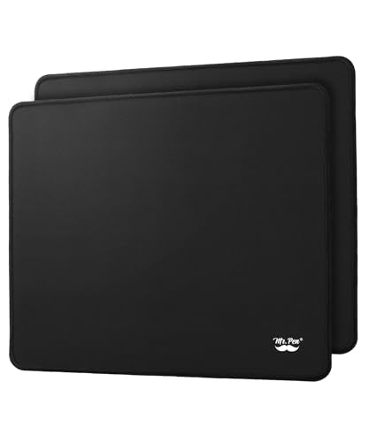 Black 12.5x10.5 inch Mouse Pad, 2 Pack for Wireless Mice, Gaming & Office