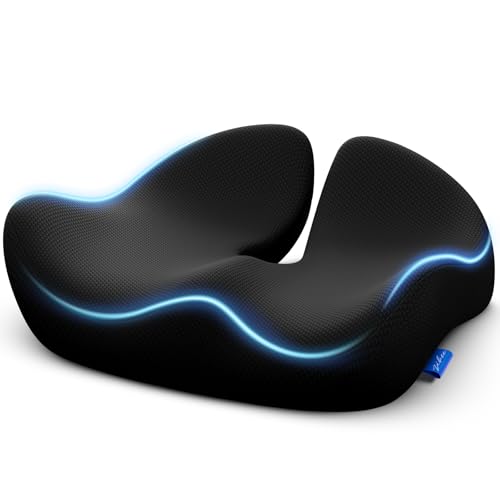 ZIKEE Black Ergonomic Seat Cushion for Sciatica - High-Density Memory Foam, Anti-Slip Car & Office Chair Pad