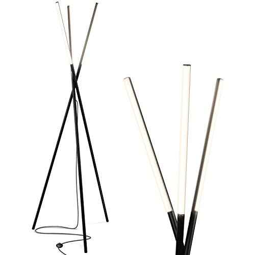 Brightech Stix LED Tripod Floor Lamp for Living Room - Dimmable Modern Standing Lamp, with 3 Lights for Bedroom - Contemporary Office Lighting- Black