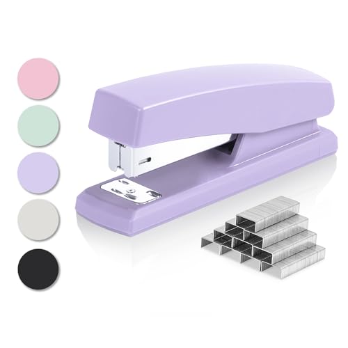 Deli Purple Desktop Stapler A6-Purple with 640 Staples, 25 Sheet Capacity