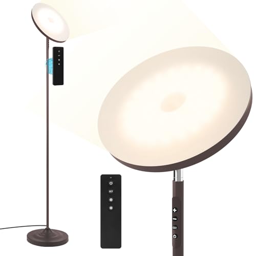Floor Lamp, 36W/3600LM Super Bright Floor Lamp with Remote Control, Stepless Adjust Color Temperatures and Brightness, Torchiere Standing Lamp for Living Room Bedroom Office
