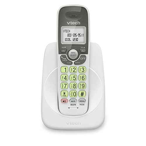VTech Cordless Phone with DECT 6.0, Full-Duplex Speakerphone, Lighted Display, Backlit Keypad, Caller ID/Call Waiting, Volume Control, Hearing Aid Compatible, Wall Mount | VG131 (White)