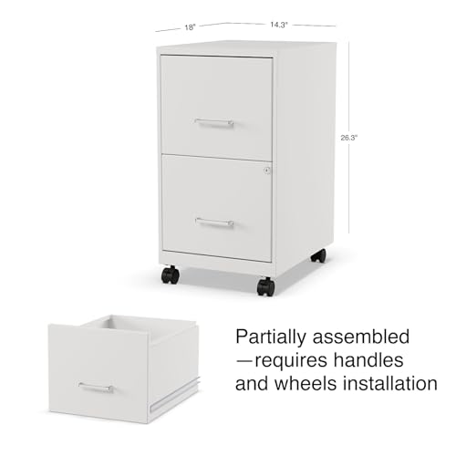 Staples 2-Drawer Vertical File Cabinet, Letter Size, Lockable, White, 1 Pack