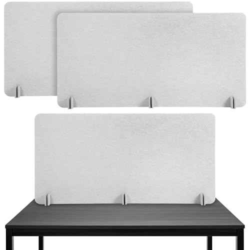 2 Pack Acoustic Desk Divider Partition 23.6 x 47.2 Stand up Freestanding Privacy Panel Noise Visual Distractions Reducing Table Divider for Student Reception Area Office(Beige)