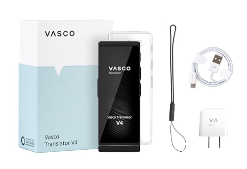 Vasco V4 Language Translator Device Black Onyx | 112 Languages, Free Worldwide Internet