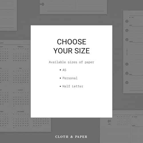 Cloth & Paper 2026 Dated Weekly Planner Inserts - Monday Start | A5 Size 5.8 x 8.3 Inches | Vertical Weekly Layout, 215 | Minimal Agenda Refill | 6 Ring A5 Binder Planner Inserts
