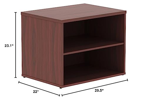 Lorell Relevance Series Mahogany Laminate Office Console with Shelves