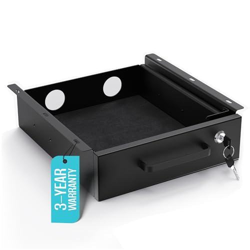 Under Desk Drawer Slide-Out ? Lockable Metal Storage Drawer with Cable Management for Office & Home (Single, Non-Bracketed)