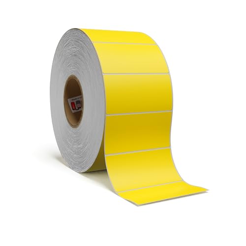 4" X 2" Direct Thermal Perforated Stickers Labels for Shipping Labels, Inventory, Color Coding - 2750 Per Roll on 3" Core - Compatible with Zebra, Datamax, and More (Yellow, 1 Pack 2,750 Labels)