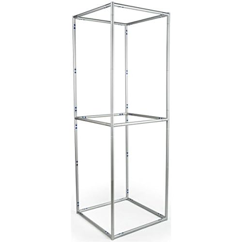 Displays2go Pop Up Exhibit Tower, Tube Construction with Matching Labels Aluminum, Clear, Silver (TDSH3DSQ08)